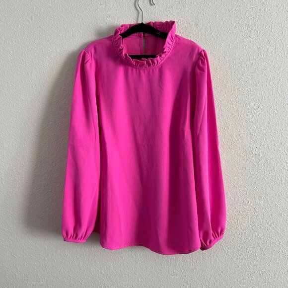 J. Crew Tops - NWT Pink Ruffle Neck Medium Blouse